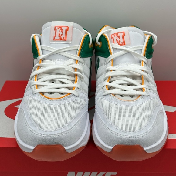 NIKE AIR ZOOM G.T. HUSTLE 2 CUT UNIVERSITY SWOOSH SQUAD WHITE GREEN ORANGE 11.5 - Picture 2 of 7